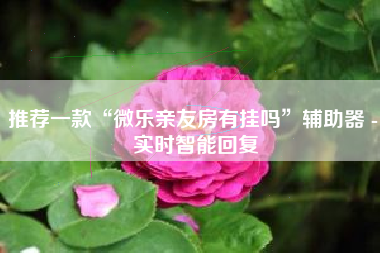 推荐一款“微乐亲友房有挂吗	”辅助器 - 实时智能回复