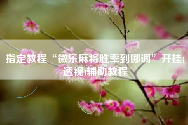 指定教程“微乐麻将胜率到哪调	”开挂(透视)辅助教程