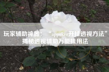玩家辅助神器：“appoker开挂透视方法	”揭秘透视辅助万能挂用法