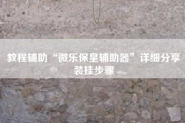 教程辅助“微乐保皇辅助器”详细分享装挂步骤