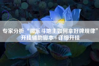 专家分析“微乐斗地主如何拿好牌规律	”开挂辅助脚本+详细开挂