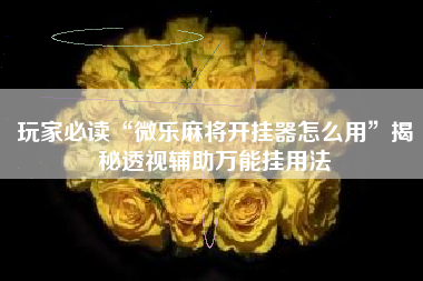 玩家必读“微乐麻将开挂器怎么用	”揭秘透视辅助万能挂用法