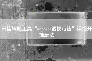 开挂辅助工具“wepoker透视方法	”详细开挂玩法