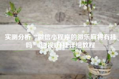 实测分析“微信小程序的微乐麻将有挂吗”(透视)开挂详细教程