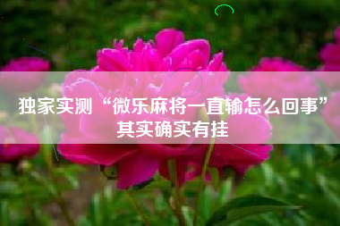 独家实测“微乐麻将一直输怎么回事”其实确实有挂