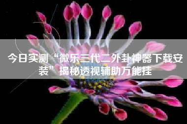 今日实测“微乐三代二外卦神器下载安装	”揭秘透视辅助万能挂