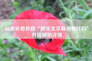 玩家必看教程“微乐北京麻将有挂吗”开挂辅助详细