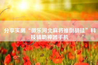 分享实测“微乐河北麻将推倒胡挂”科技辅助神器手机