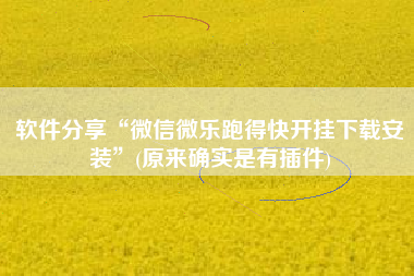 软件分享“微信微乐跑得快开挂下载安装”(原来确实是有插件)