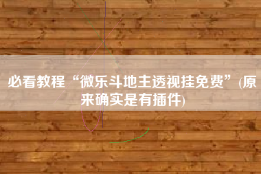 必看教程“微乐斗地主透视挂免费	”(原来确实是有插件)