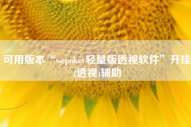 可用版本“wepoker轻量版透视软件”开挂(透视)辅助