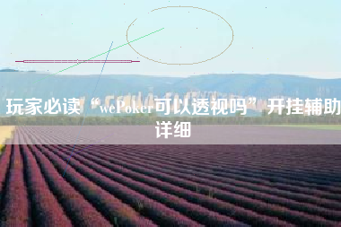 玩家必读“wePoker可以透视吗”开挂辅助详细