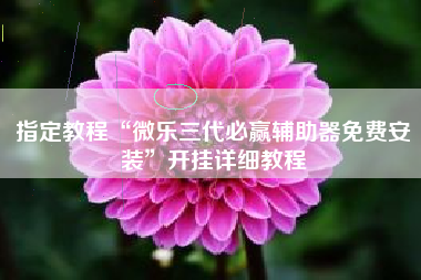 指定教程“微乐三代必赢辅助器免费安装”开挂详细教程