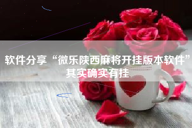 软件分享“微乐陕西麻将开挂版本软件”其实确实有挂