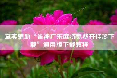 真实辅助“雀神广东麻将免费开挂器下载”通用版下载教程