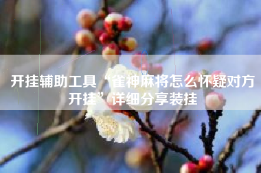 开挂辅助工具“雀神麻将怎么怀疑对方开挂”详细分享装挂