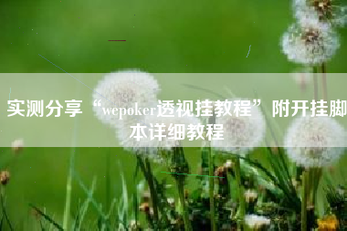 实测分享“wepoker透视挂教程”附开挂脚本详细教程