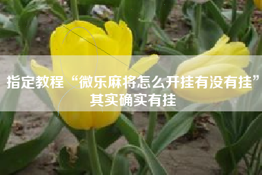 指定教程“微乐麻将怎么开挂有没有挂”其实确实有挂