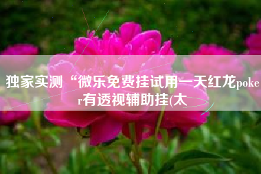 独家实测“微乐免费挂试用一天红龙poker有透视辅助挂(太