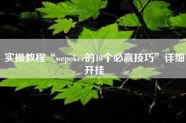 实操教程“wepoker的10个必赢技巧”详细开挂