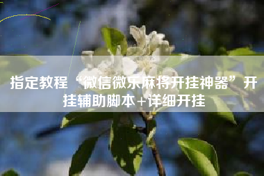 指定教程“微信微乐麻将开挂神器”开挂辅助脚本+详细开挂