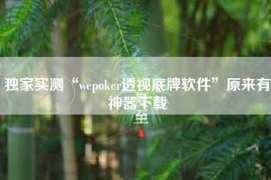 独家实测“wepoker透视底牌软件”原来有神器下载