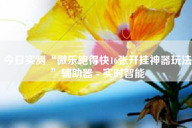 今日实测“微乐跑得快16张开挂神器玩法”辅助器 - 实时智能