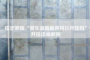 指定教程“微乐湖南麻将可以开挂吗”开挂详细教程