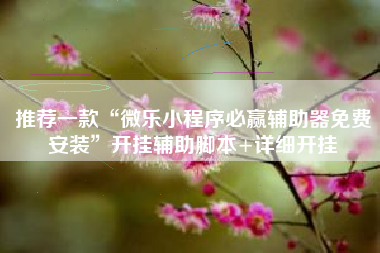 推荐一款“微乐小程序必赢辅助器免费安装”开挂辅助脚本+详细开挂