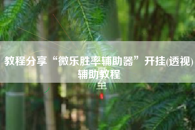 教程分享“微乐胜率辅助器	”开挂(透视)辅助教程