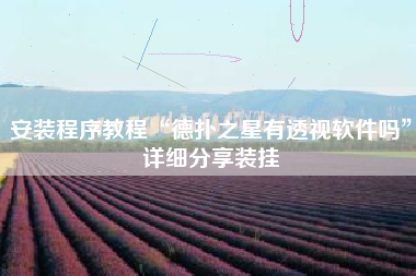 安装程序教程“德扑之星有透视软件吗”详细分享装挂