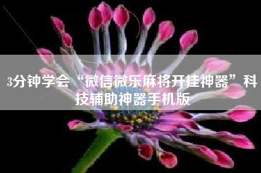 3分钟学会“微信微乐麻将开挂神器”科技辅助神器手机版