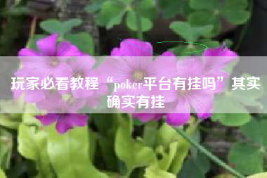 玩家必看教程“poker平台有挂吗”其实确实有挂
