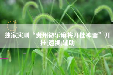 独家实测“贵州微乐麻将开挂神器”开挂(透视)辅助