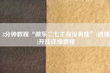 3分钟教程“微乐二七王有没有挂	”(透视)开挂详细教程