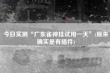 今日实测“广东雀神挂试用一天”(原来确实是有插件)
