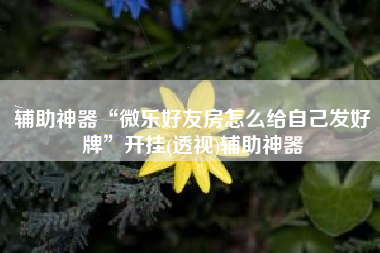 辅助神器“微乐好友房怎么给自己发好牌”开挂(透视)辅助神器