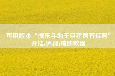 可用版本“微乐斗地主自建房有挂吗”开挂(透视)辅助教程
