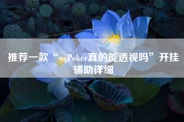 推荐一款“wePoker真的能透视吗”开挂辅助详细