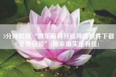 3分钟教程“微乐麻将开挂神器软件下载免费安装	”(原来确实是有挂)