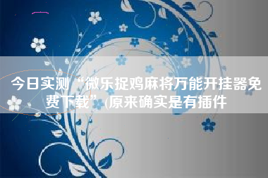 今日实测“微乐捉鸡麻将万能开挂器免费下载”(原来确实是有插件