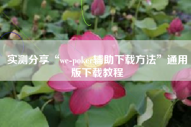 实测分享“we-poker辅助下载方法”通用版下载教程