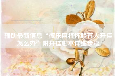 辅助最新信息“微乐麻将怀疑有人开挂怎么办”附开挂脚本详细步骤