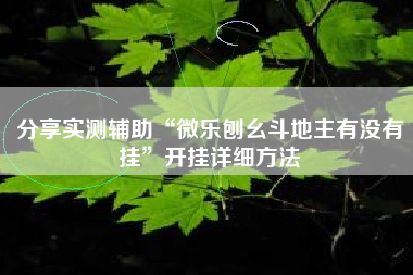分享实测辅助“微乐刨幺斗地主有没有挂”开挂详细方法