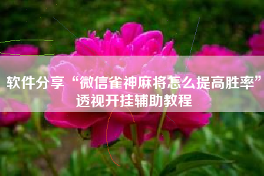 软件分享“微信雀神麻将怎么提高胜率	”透视开挂辅助教程