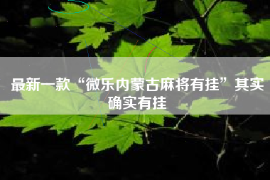 最新一款“微乐内蒙古麻将有挂”其实确实有挂