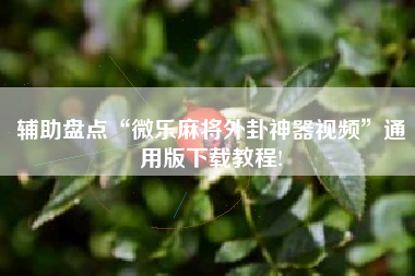 辅助盘点“微乐麻将外卦神器视频	”通用版下载教程!