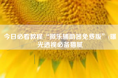 今日必看教程“微乐辅助器免费版”(曝光透视必备猫腻