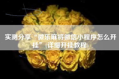 实测分享“微乐麻将微信小程序怎么开挂”(详细开挂教程)