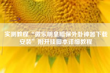 实测教程“微乐明皇暗保外卦神器下载安装”附开挂脚本详细教程